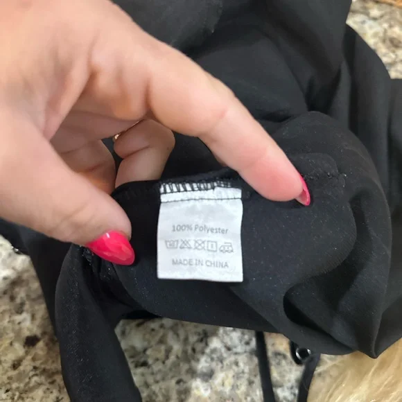 Shein Black Cami Polyester Night Dress Gown Size Medium - Picture 2 of 3